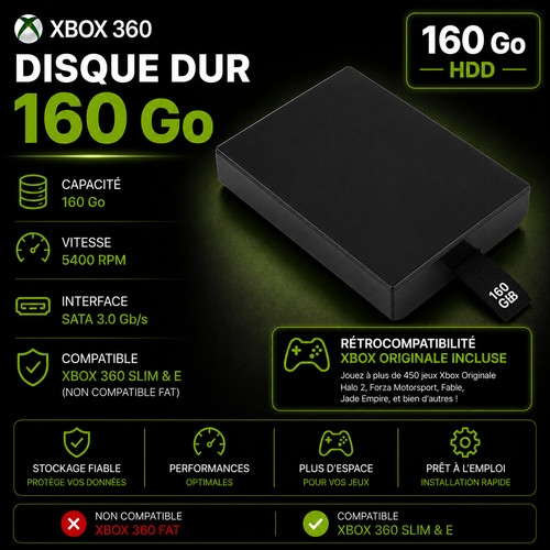 Disque dur xbox 360 slim - disque,