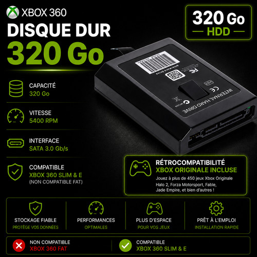 Disque dur xbox 360 slim - dur, elite